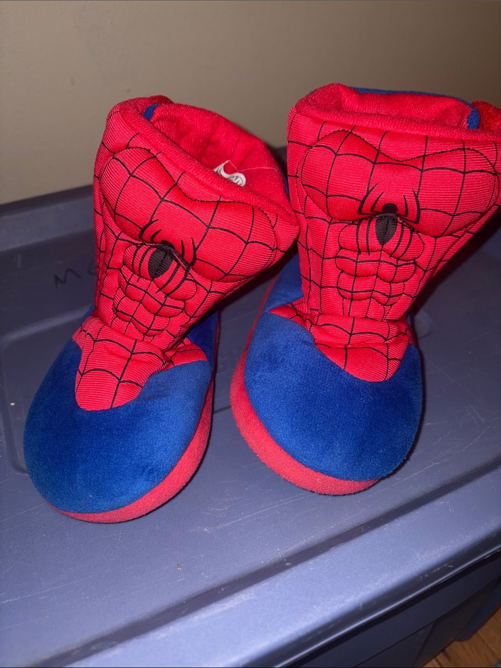Marvel Kids Spider-Man Red and Blue Plush Slippers